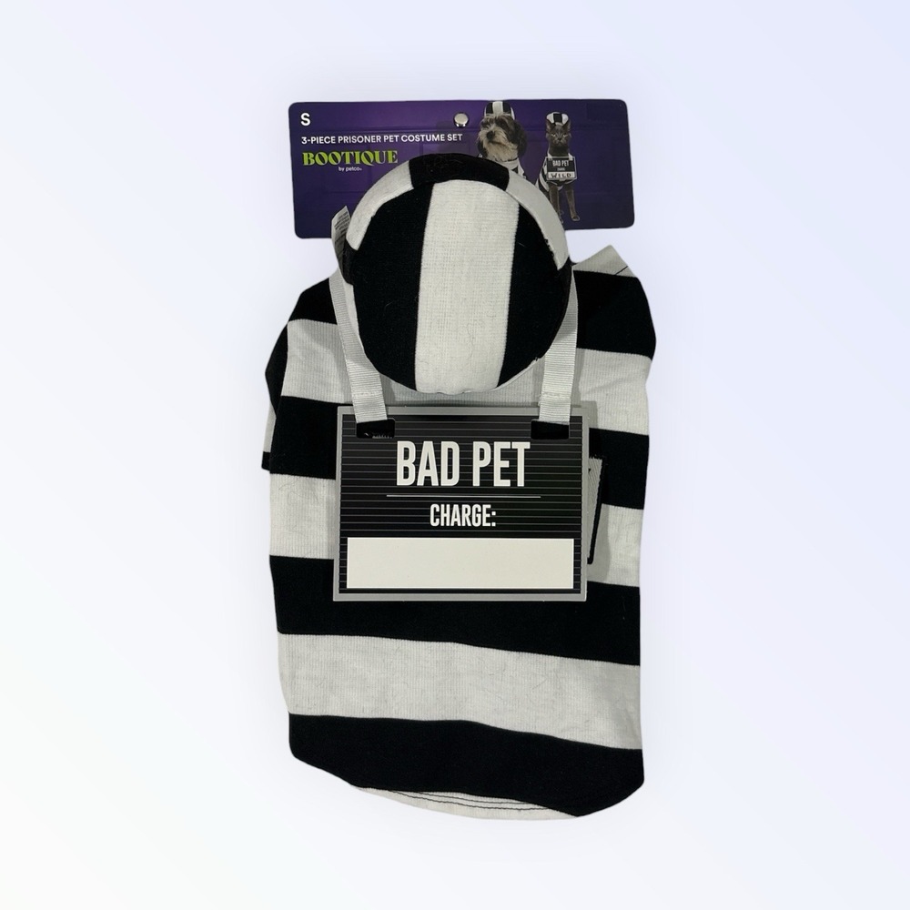 PET-ITENTIARY prisoner Dog Costume Halloween new pet Bootique Size SMALL